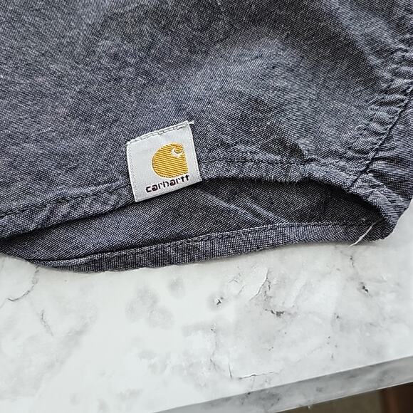 Carhartt Men Sz L Grunge Y2k Relaxed Button Down Long Sleeve Shirt Charcoal Gray - Picture 8 of 13